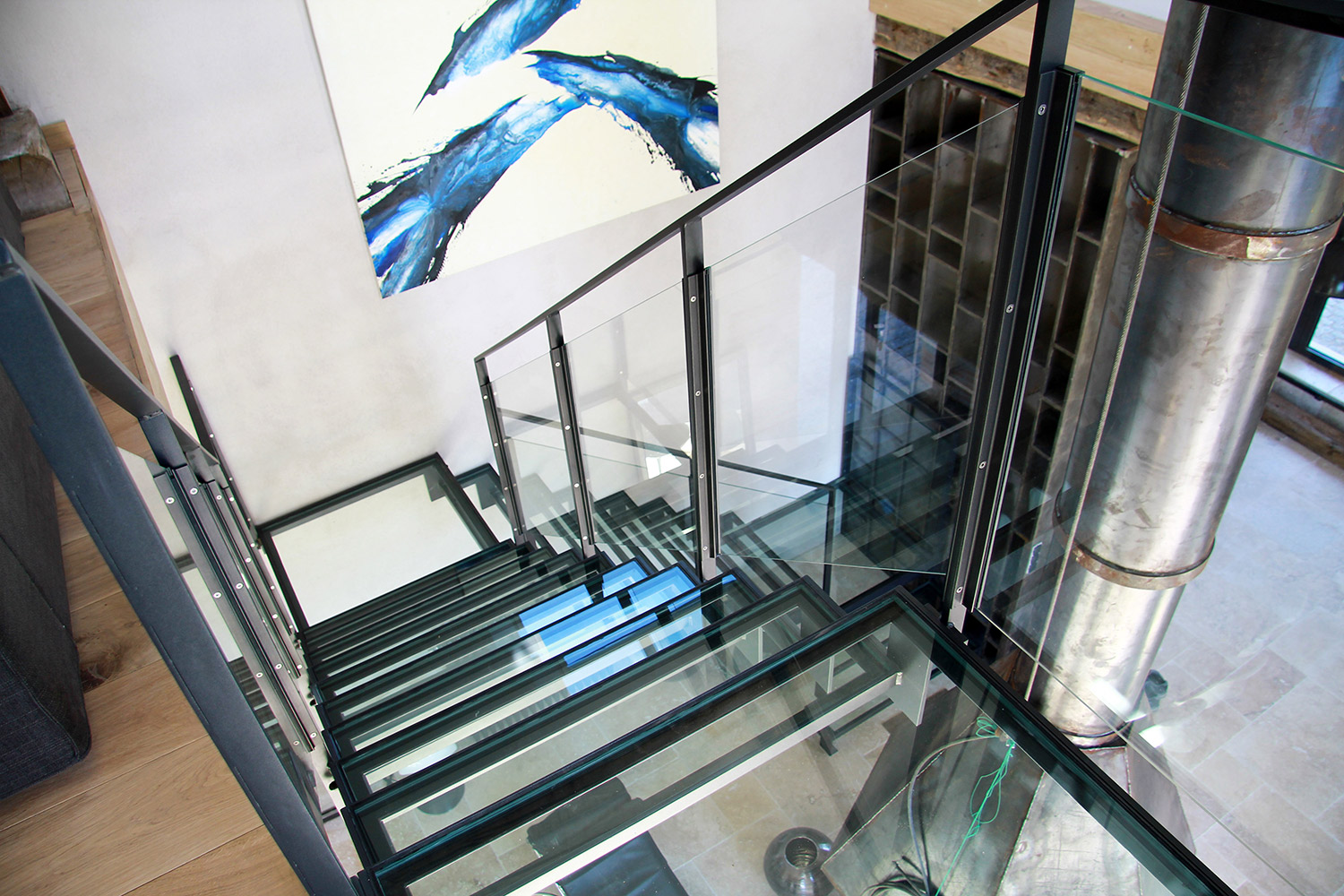 Escalier acier et verre Dijon