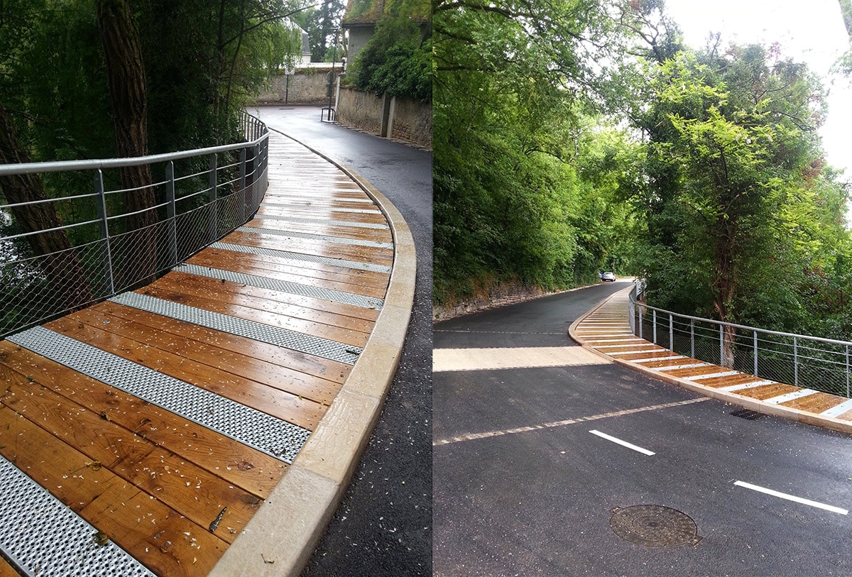 Passerelle acier et bois Fontaine les Dijon